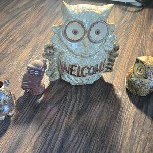 Farmhouse/Cottagecore Style Collection of Decorative Ceramic Owls (Four)